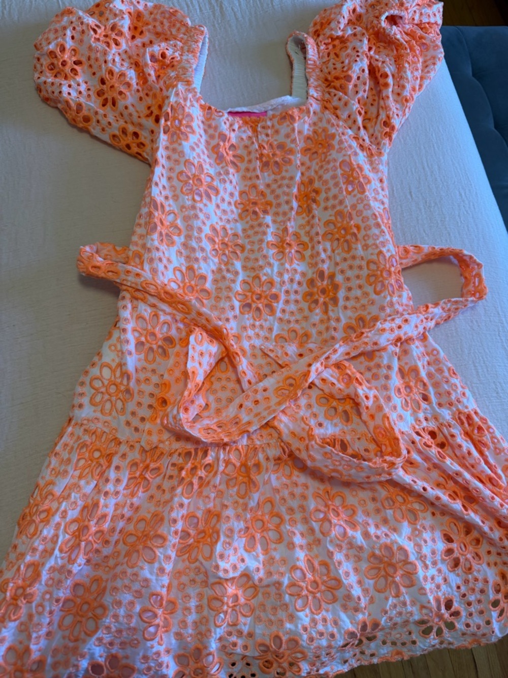 Lilly Pulitzer White Dress with Orange Floral Eyelet